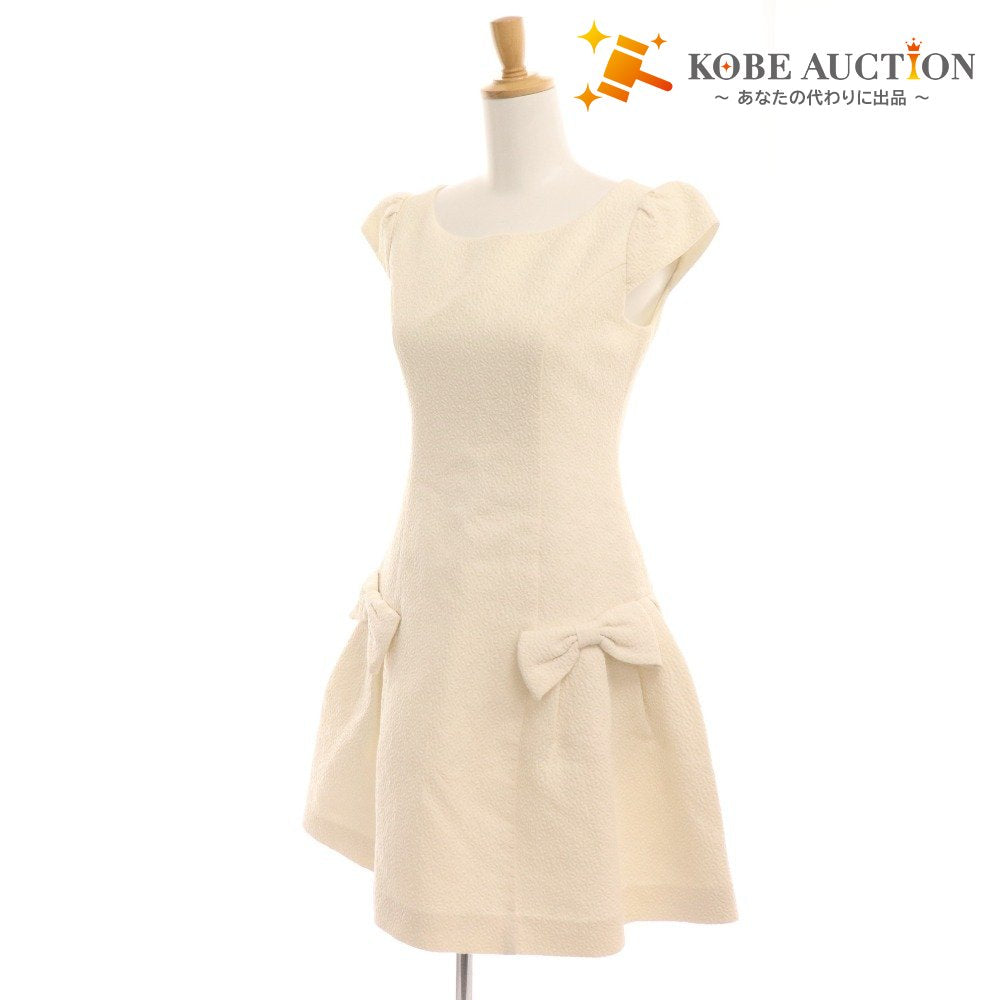 ■ Rene One-piece dress, sleeveless, top, skirt, ribbon, zip-up, women's, size 36, white