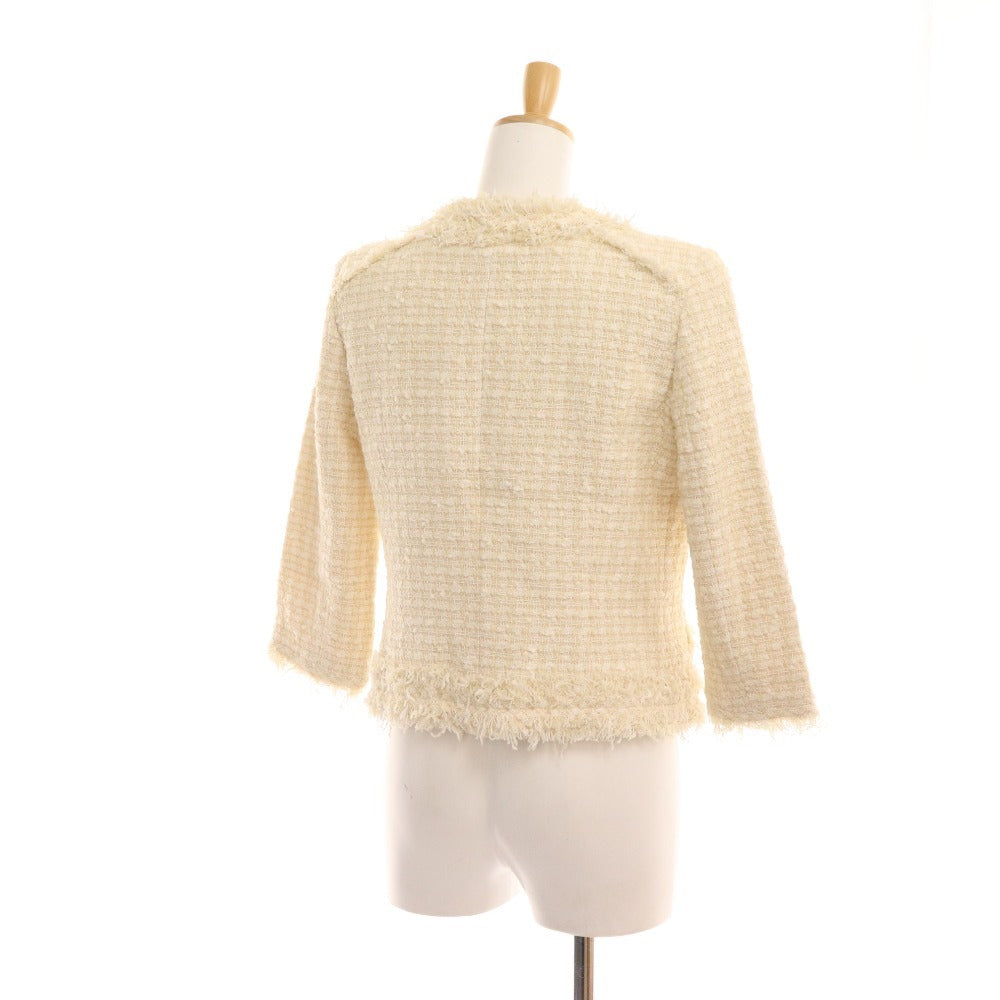 ■ Rene Jacket Blazer Tweed 3/4 Sleeve Outerwear Corsage Women's Size 36 Beige