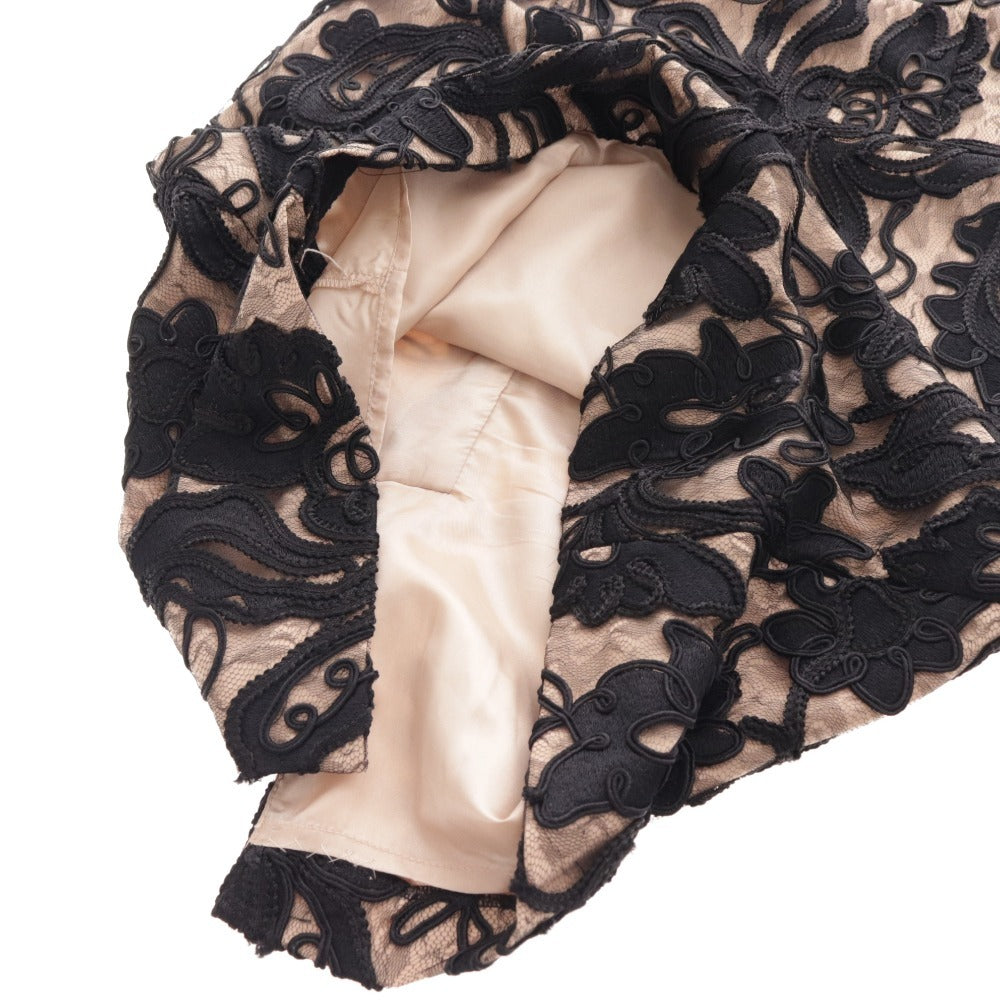 ■ グレースコンチネンタル ひざ丈 ワンピース ノースリーブ トップス ボトムス 刺繍 総レース レディース M 黒ベージュ