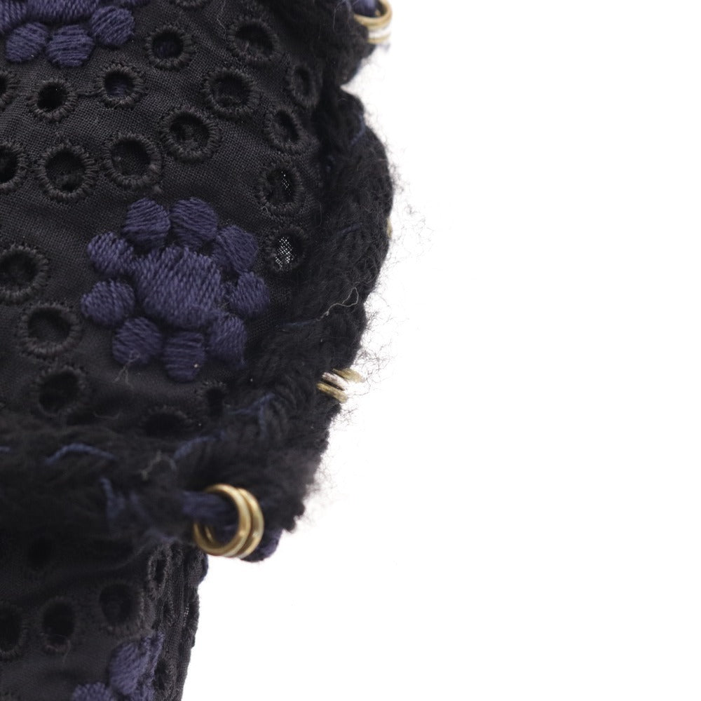 ■ シャネル ミニ ワンピース 半袖 カットワーク ボーラーレース 花柄 レディース 36 ネイビー P28212V18346 M4409 トップス ボトムス