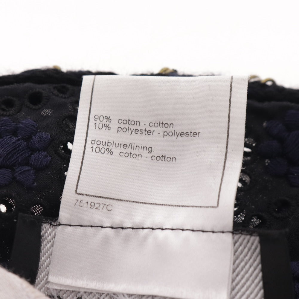 ■ シャネル ミニ ワンピース 半袖 カットワーク ボーラーレース 花柄 レディース 36 ネイビー P28212V18346 M4409 トップス ボトムス