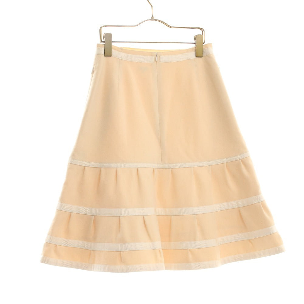 ■ フォクシー ひざ丈スカート 19464-ASAY16 ボトムス 日本製 ウール100% レディース 42(XL相当、ウエストお直し済み）アイボリー