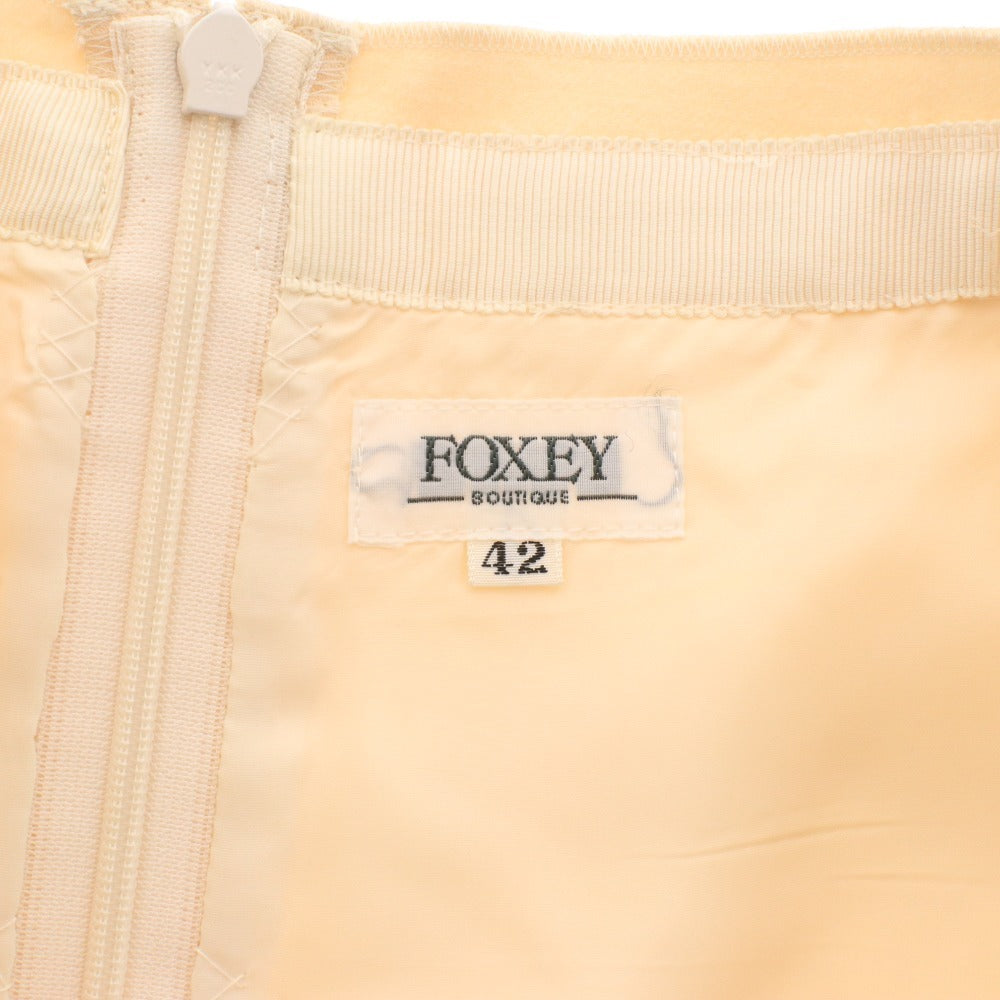 ■ フォクシー ひざ丈スカート 19464-ASAY16 ボトムス 日本製 ウール100% レディース 42(XL相当、ウエストお直し済み）アイボリー