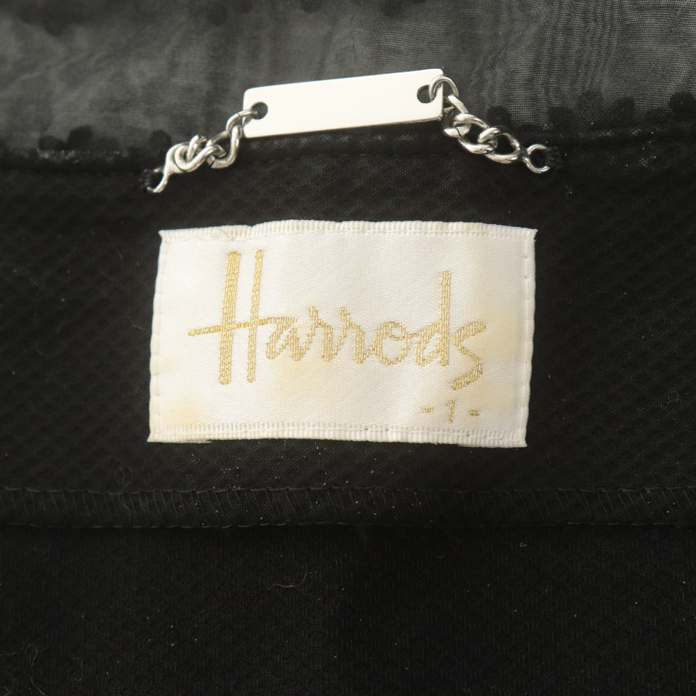 ■ Harrods ハロッズ ショート丈ジャケット ボレロ 台形スカート セットアップ フラワー オーガンジー レディース 1 ブラック