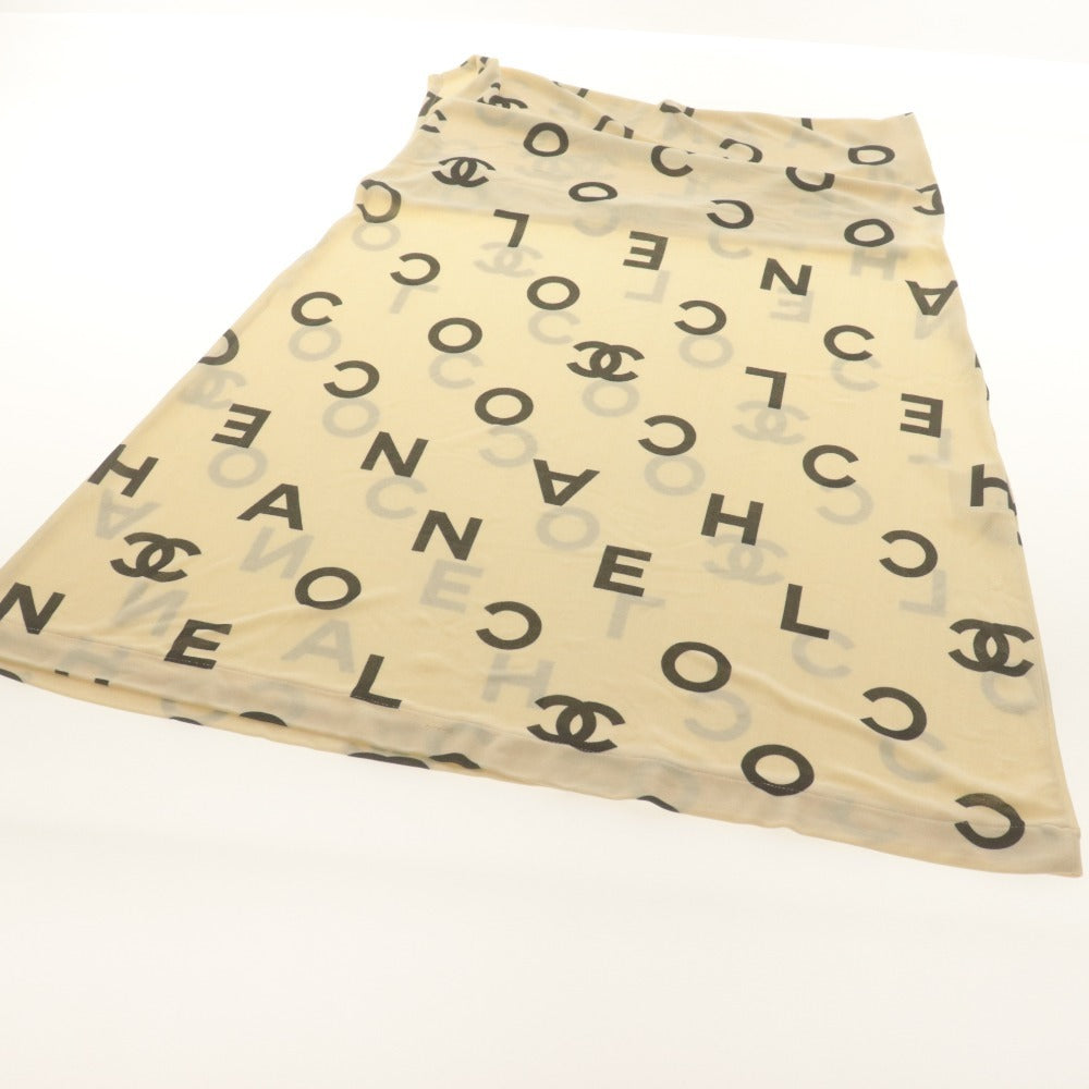 ■ CHANEL シャネル ワンピース ノースリーブ トップス ボトムス ロゴ 総柄 レディース アイボリー系