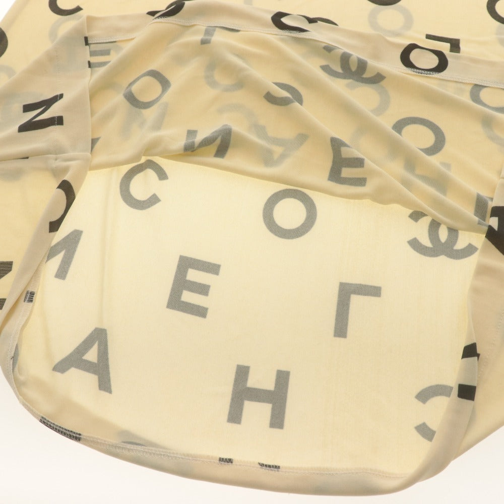 ■ CHANEL シャネル ワンピース ノースリーブ トップス ボトムス ロゴ 総柄 レディース アイボリー系