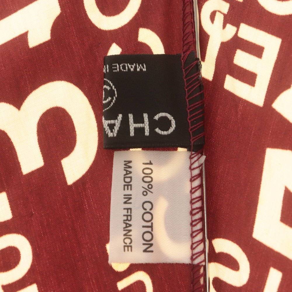 ■ CHANEL シャネル 傘 折り畳み傘 ジャンプ傘 バイシーライン ロゴ 総柄 コットン レディース レッド系