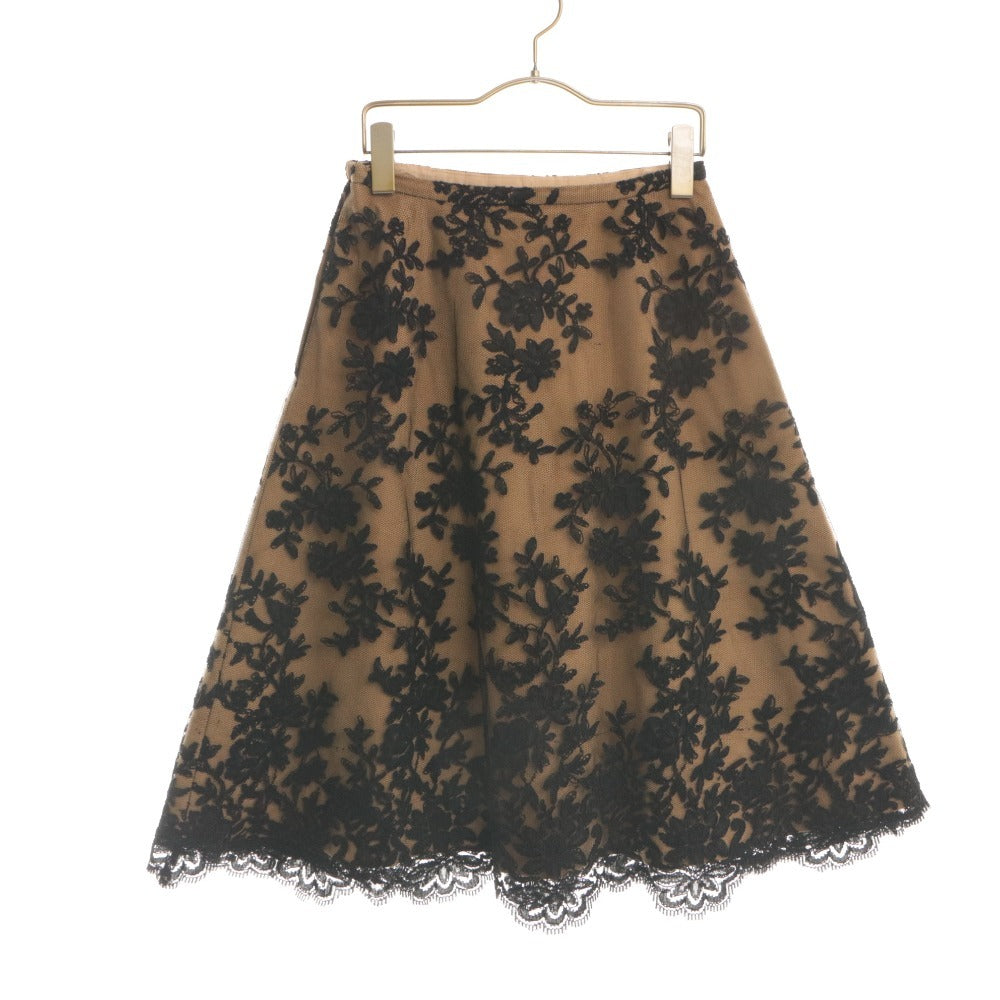 ■ KIMIJIMA BOUTIQUE Skirt Bottoms Floral Lace Pattern Women's 9 Black Brown