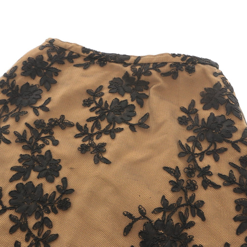 ■ KIMIJIMA BOUTIQUE Skirt Bottoms Floral Lace Pattern Women's 9 Black Brown