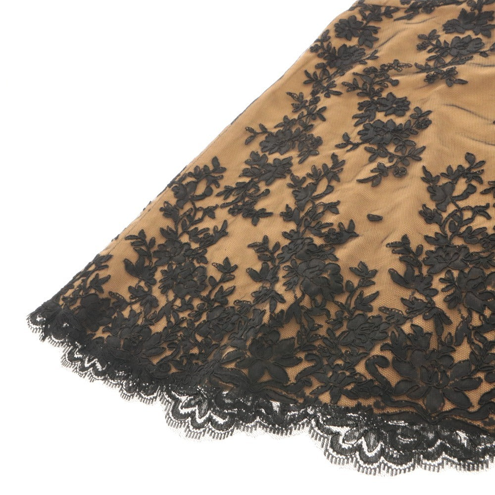 ■ KIMIJIMA BOUTIQUE Skirt Bottoms Floral Lace Pattern Women's 9 Black Brown