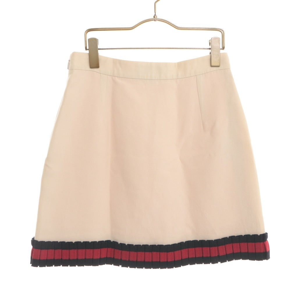 ■ GUCCI Skirt Bottoms Mini Hem Knit Trim Solid Made in Italy Women's 42 Ivory