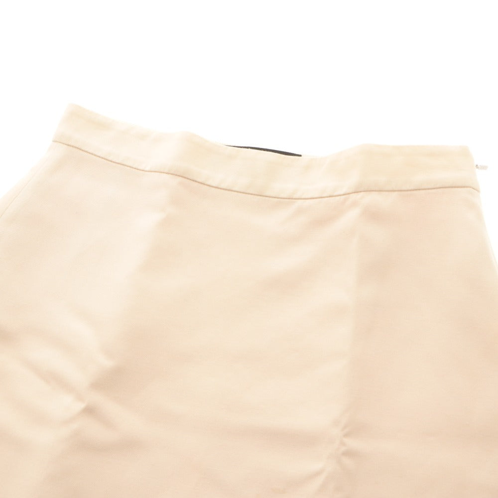 ■ GUCCI Skirt Bottoms Mini Hem Knit Trim Solid Made in Italy Women's 42 Ivory
