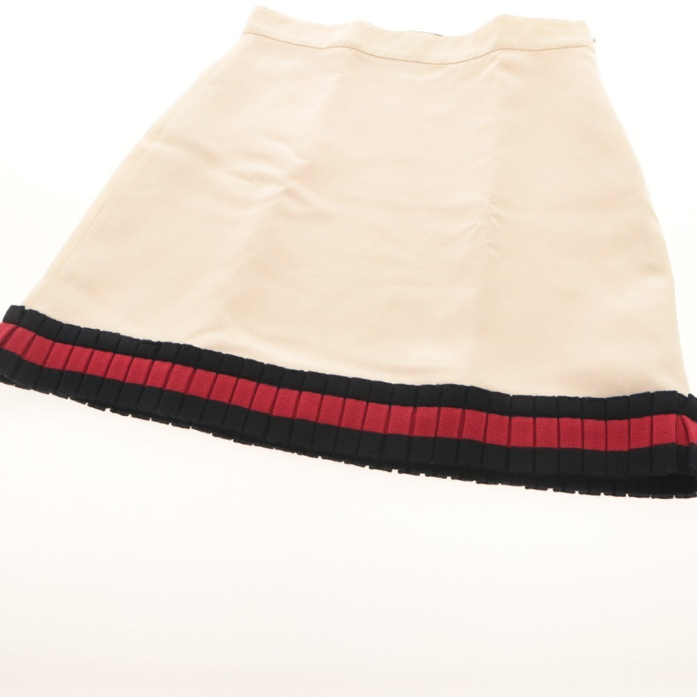 ■ GUCCI Skirt Bottoms Mini Hem Knit Trim Solid Made in Italy Women's 42 Ivory