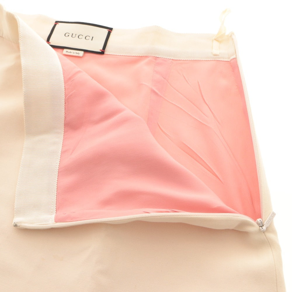 ■ GUCCI Skirt Bottoms Mini Hem Knit Trim Solid Made in Italy Women's 42 Ivory