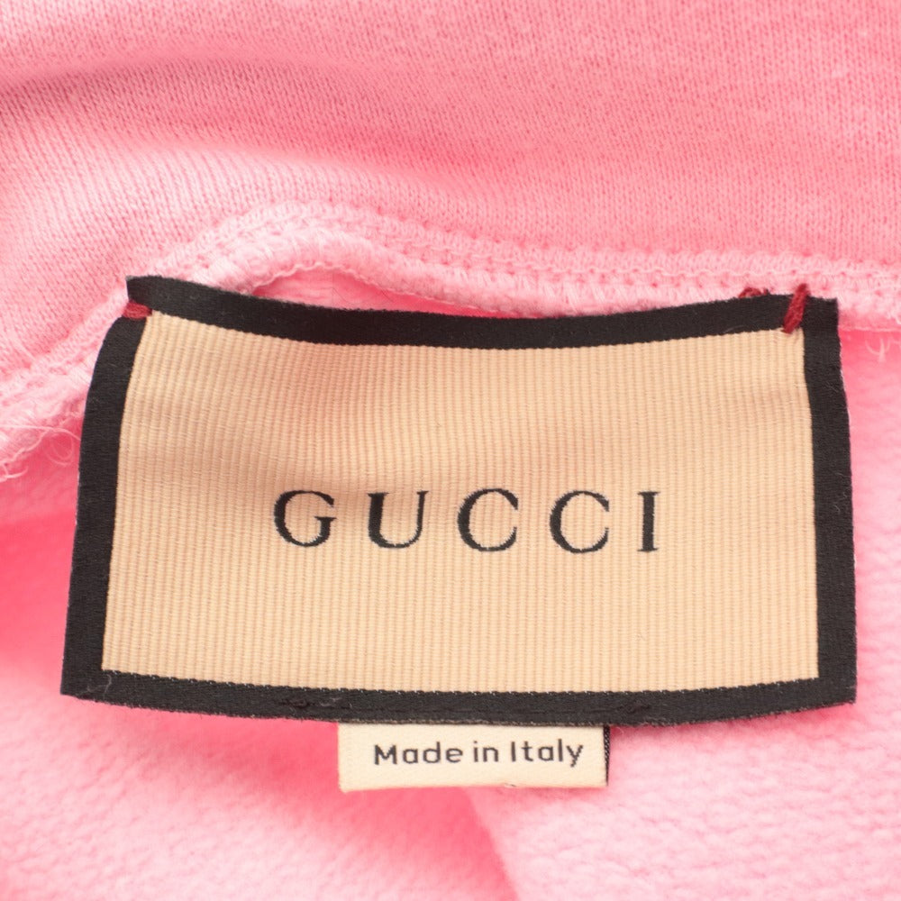 ■ GUCCI グッチ トレーナー トップス 長袖 フード 紐 ブランドロゴ 刺繍 レディース XS ライトピンク系