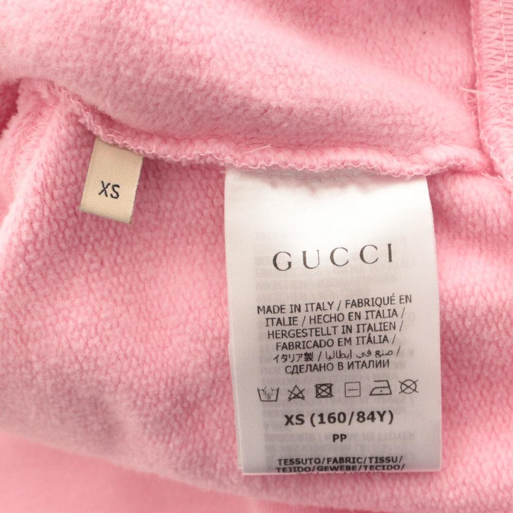 ■ GUCCI グッチ トレーナー トップス 長袖 フード 紐 ブランドロゴ 刺繍 レディース XS ライトピンク系