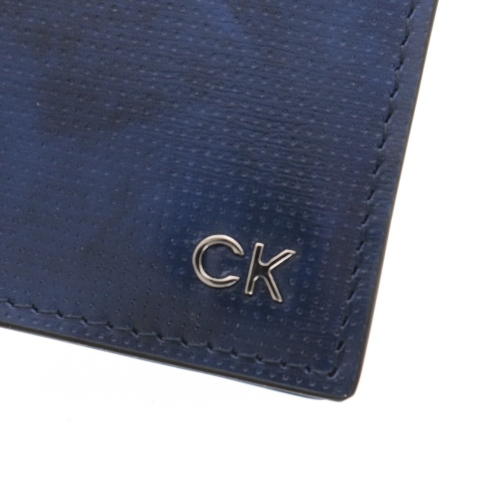 ■ CK Calvin Klein Bi-fold Wallet, Cowhide, Men's, Navy, Comes with Accessories, Unused