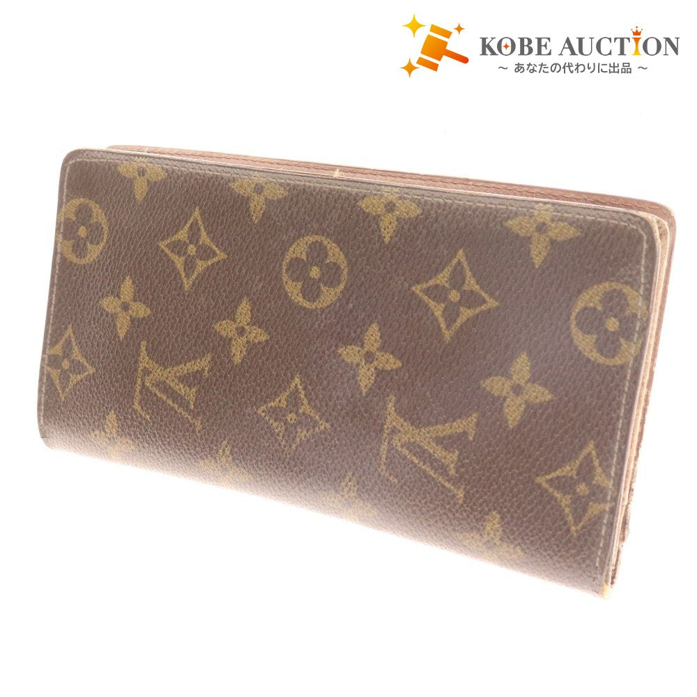 ■ ルイヴィトン 二つ折り 札入れ 長財布 モノグラム ポルトシェキエ カルトクレディ メンズ レディース ブラウン シリアル番号あり