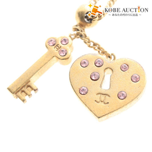 ■ シャネル ブレスレット アクセサリー 02P ココマーク ハート キー 鍵 ラインストーン イタリア製 重量7g ゴールド