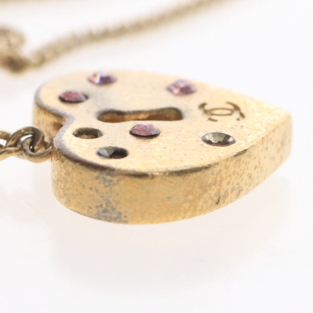 ■ シャネル ブレスレット アクセサリー 02P ココマーク ハート キー 鍵 ラインストーン イタリア製 重量7g ゴールド