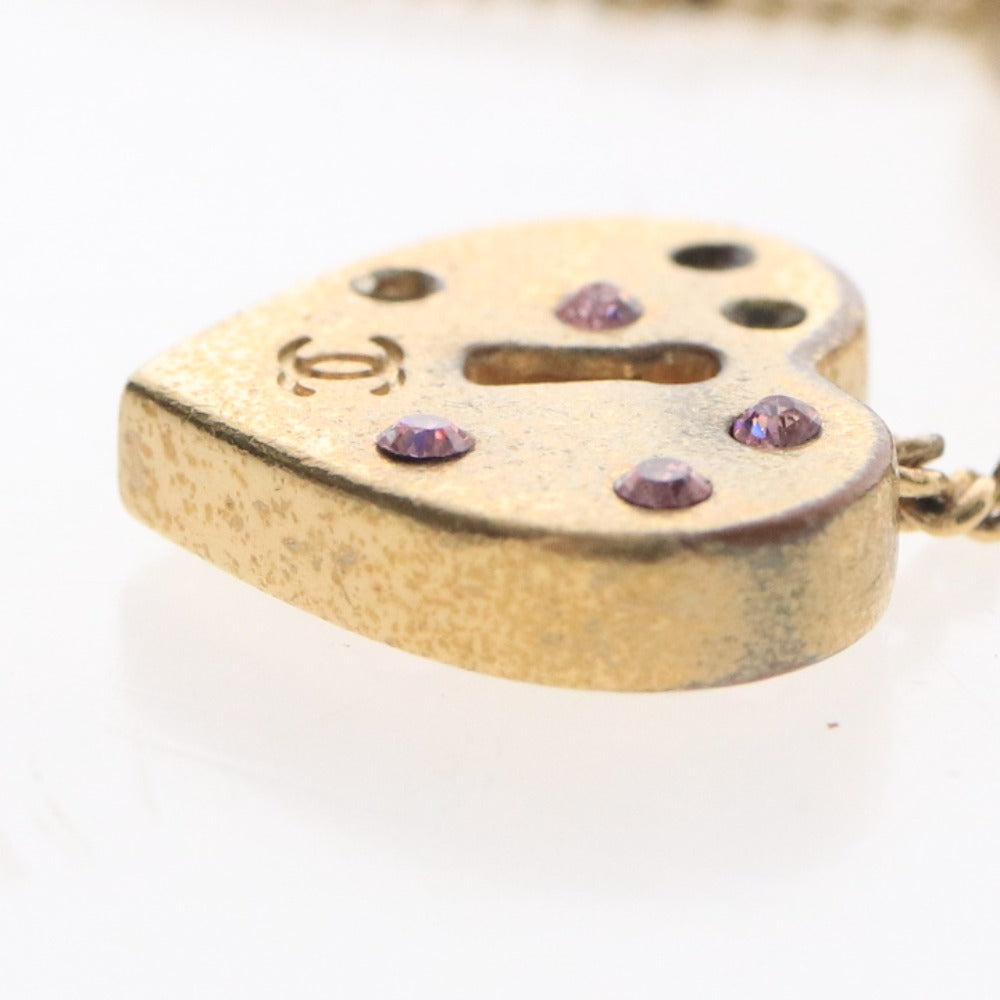 ■ シャネル ブレスレット アクセサリー 02P ココマーク ハート キー 鍵 ラインストーン イタリア製 重量7g ゴールド