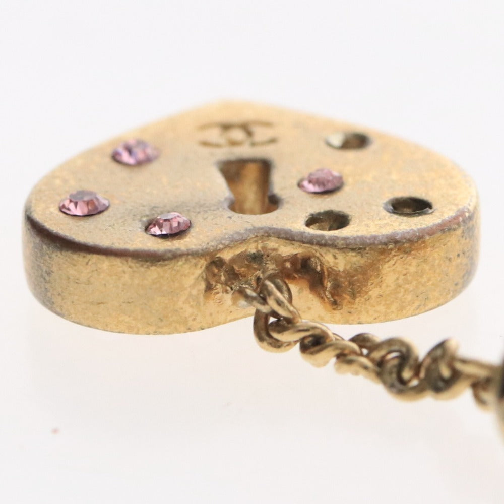 ■ シャネル ブレスレット アクセサリー 02P ココマーク ハート キー 鍵 ラインストーン イタリア製 重量7g ゴールド