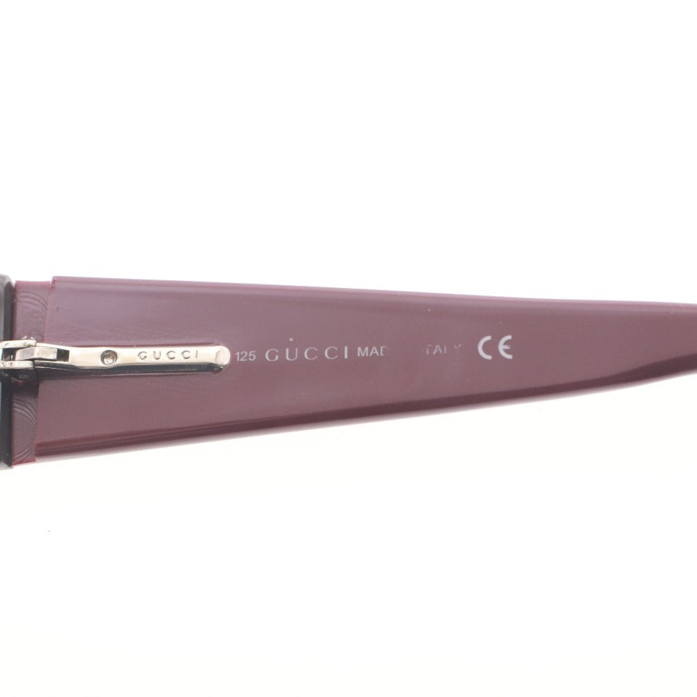 ■ GUCCI Glasses 125 GG 1531 42F Square Cell Frame Non-prescription Lenses Made in Italy Women's Wine Red with Case and Cloth