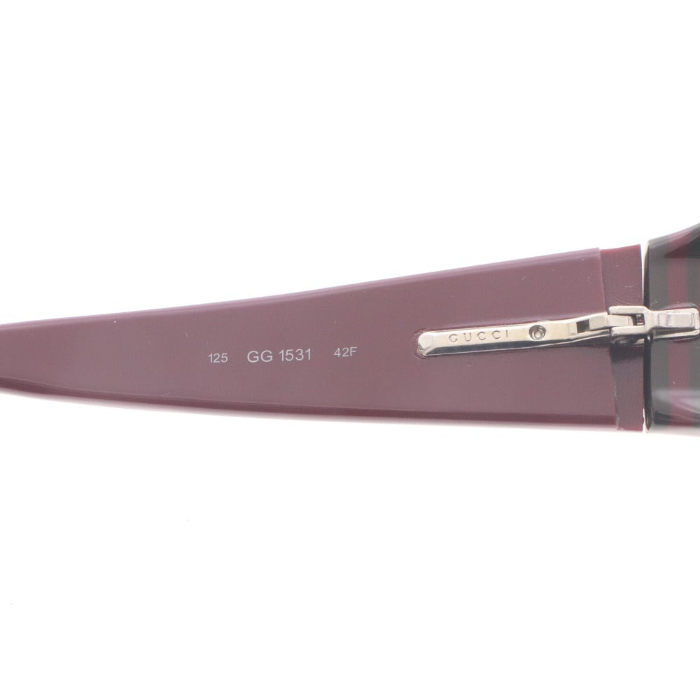 ■ GUCCI Glasses 125 GG 1531 42F Square Cell Frame Non-prescription Lenses Made in Italy Women's Wine Red with Case and Cloth