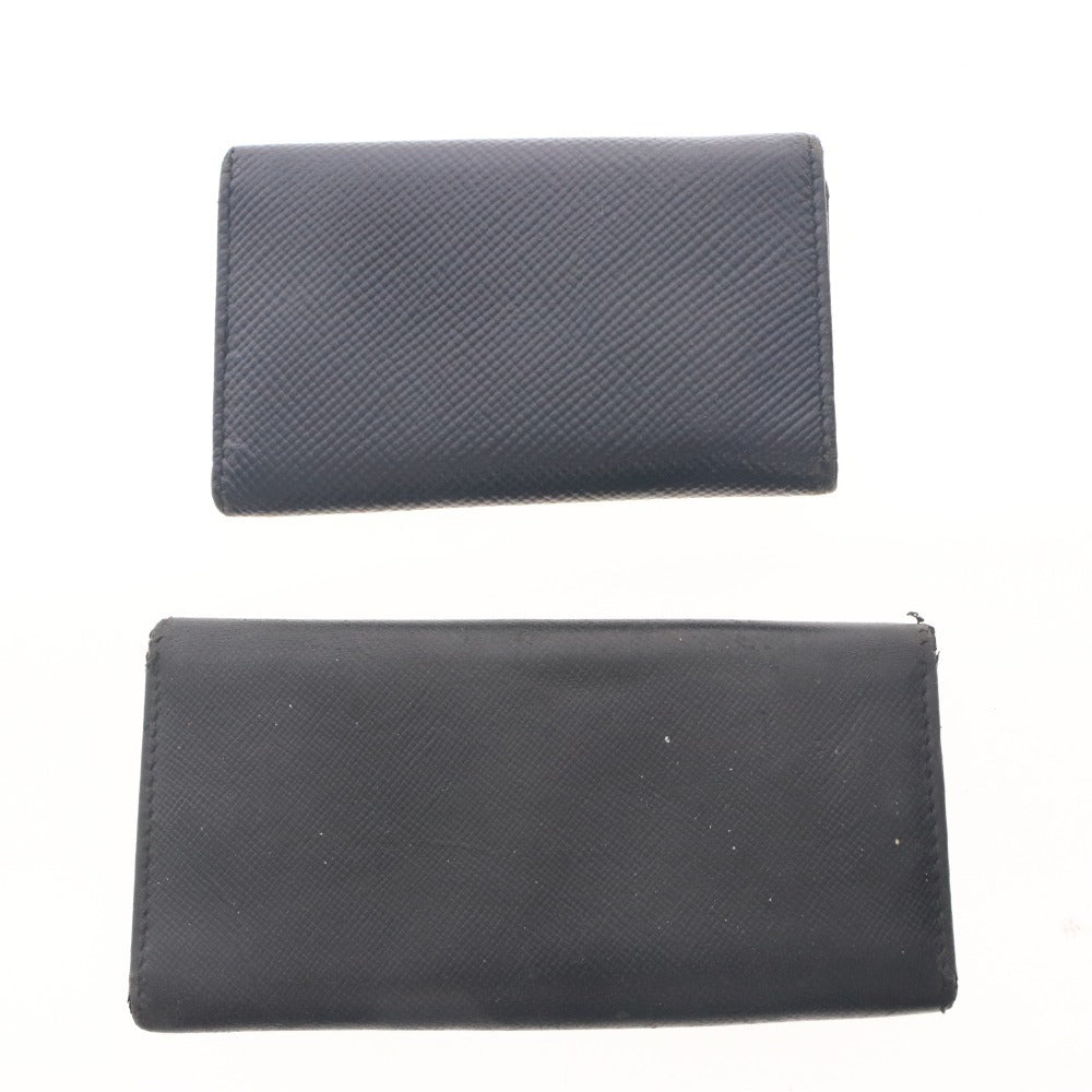 ■ PRADA Prada Key Cases, Set of 2, Bundle, Key Storage, Button, Leather, Made in Italy, Black, Navy, Imperfect