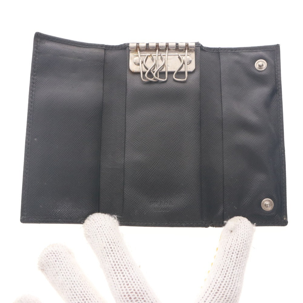 ■ PRADA Prada Key Cases, Set of 2, Bundle, Key Storage, Button, Leather, Made in Italy, Black, Navy, Imperfect