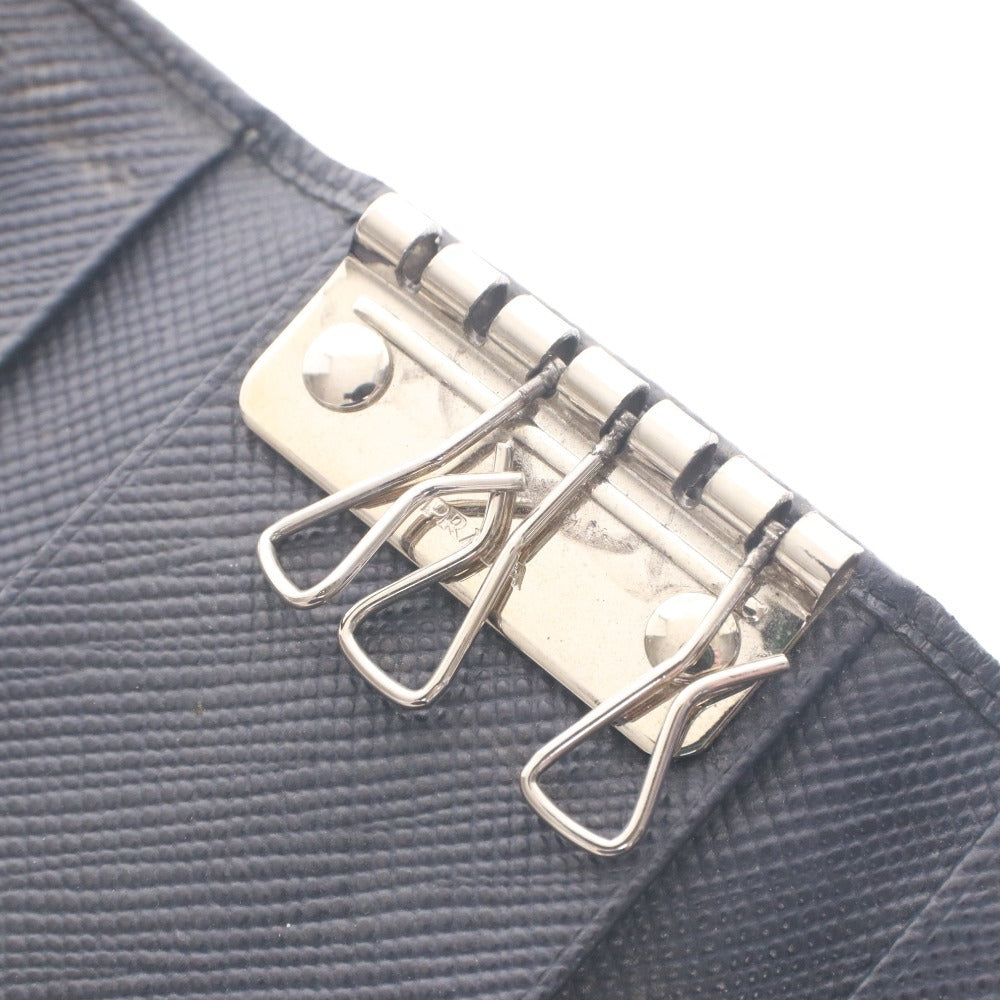 ■ PRADA Prada Key Cases, Set of 2, Bundle, Key Storage, Button, Leather, Made in Italy, Black, Navy, Imperfect