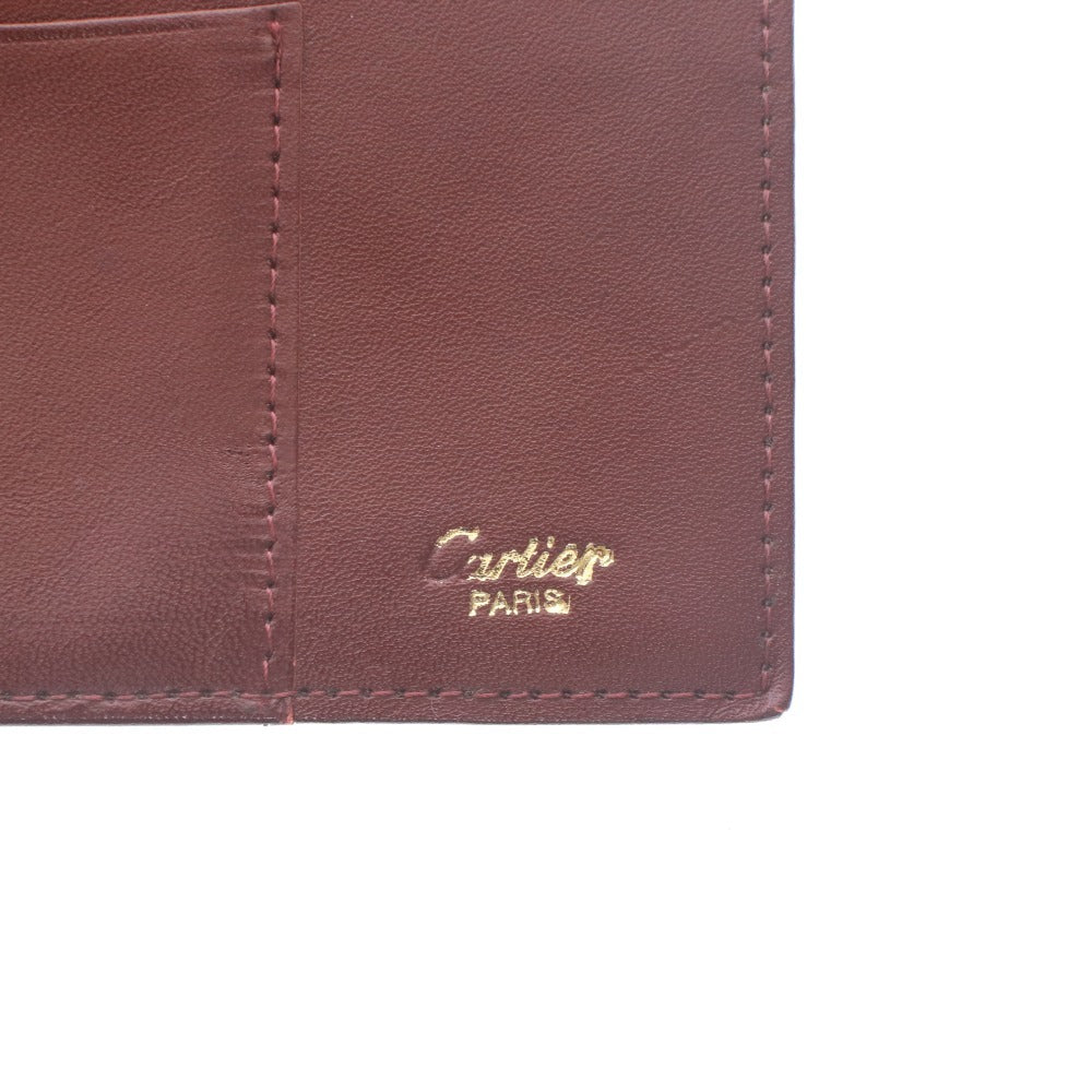 ■ Cartier Long Wallet Bi-fold Leather Logo Must Line Card Bill Compartment Men's Women's Bordeaux