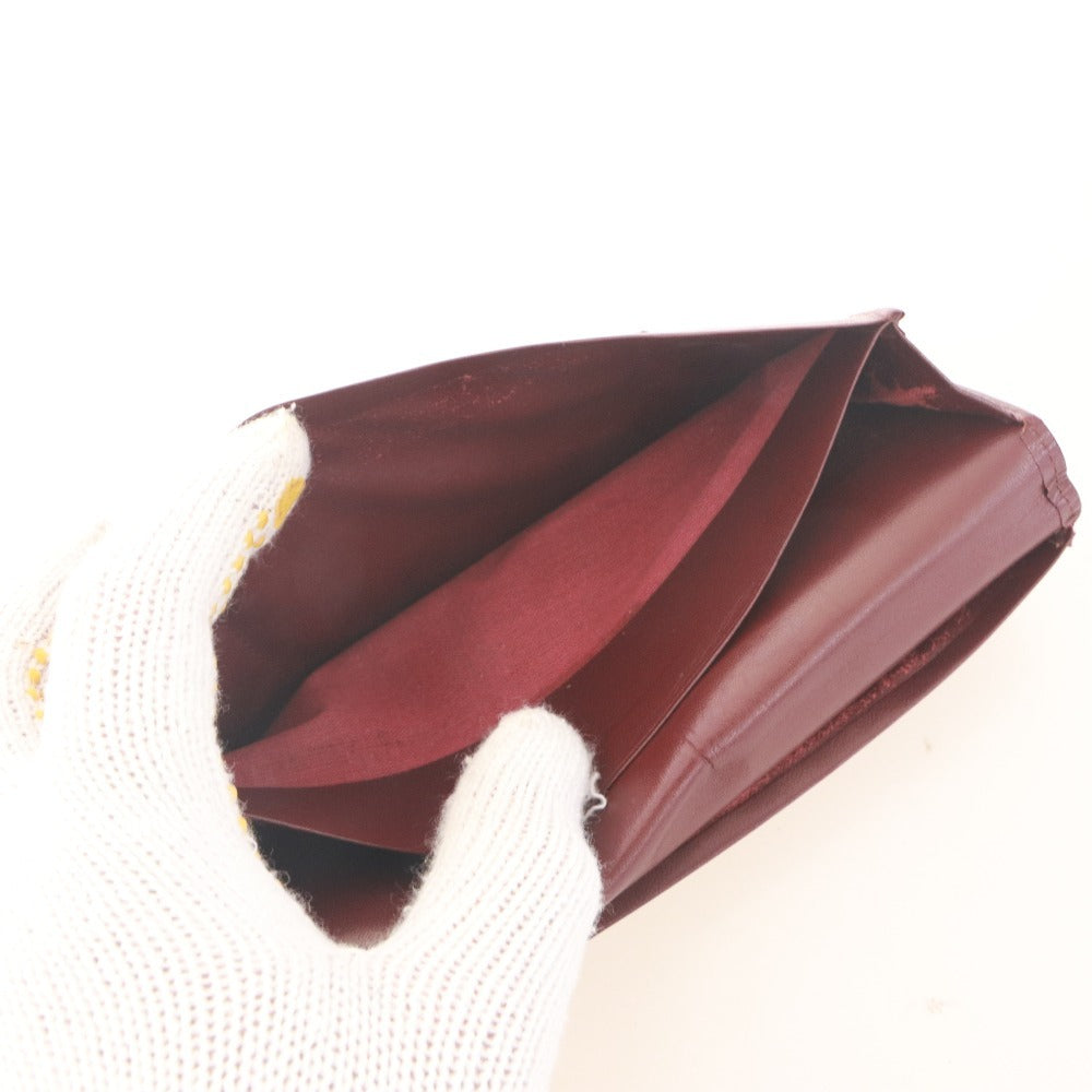 ■ Cartier Long Wallet Bi-fold Leather Logo Must Line Card Bill Compartment Men's Women's Bordeaux