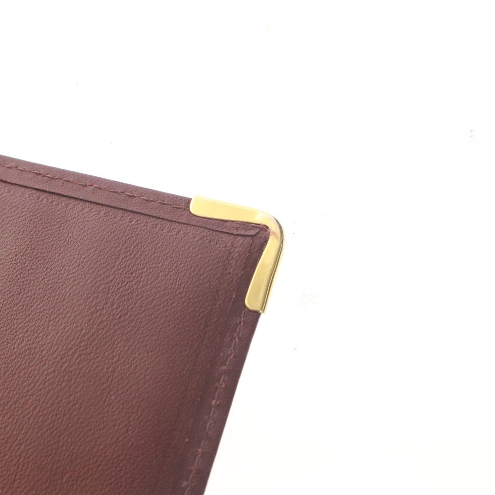 ■ Cartier Long Wallet Bi-fold Leather Logo Must Line Card Bill Compartment Men's Women's Bordeaux
