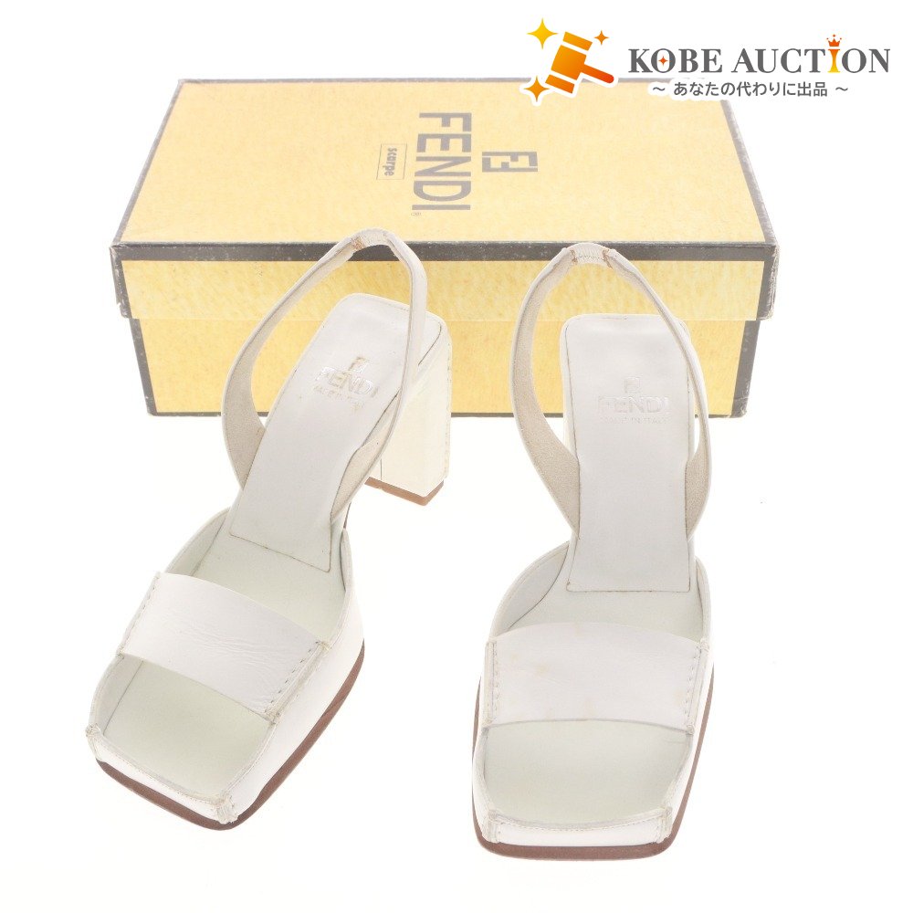 ■ FENDI Pumps High Heels Shoes Sandals Leather Italian Made Ladies 34 1/2 (21.5cm equivalent) White with box