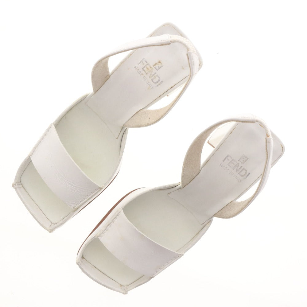 ■ FENDI Pumps High Heels Shoes Sandals Leather Italian Made Ladies 34 1/2 (21.5cm equivalent) White with box
