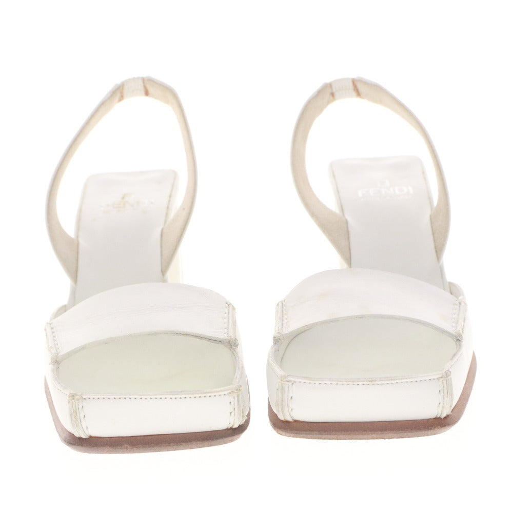■ FENDI Pumps High Heels Shoes Sandals Leather Italian Made Ladies 34 1/2 (21.5cm equivalent) White with box