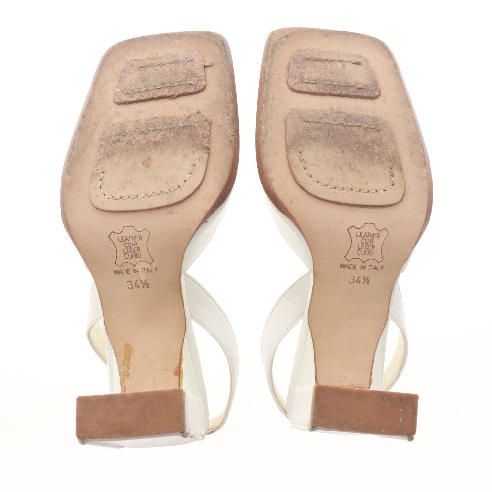 ■ FENDI Pumps High Heels Shoes Sandals Leather Italian Made Ladies 34 1/2 (21.5cm equivalent) White with box