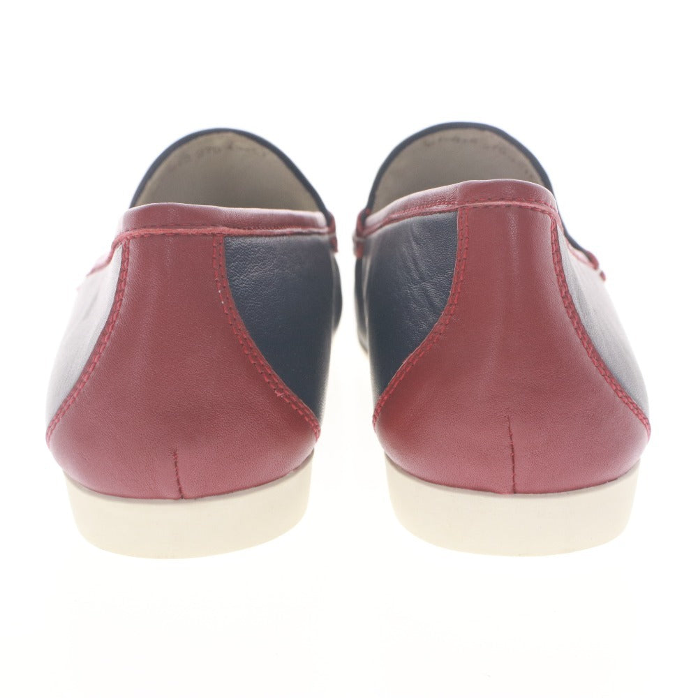 ■ GUCCI Slip-on Shoes Horsebit Accent Leather Boat Shoes Loafers 361-01R B 270 (2・5) Men's 27cm White Navy Red-Brown
