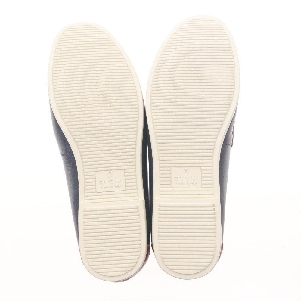 ■ GUCCI Slip-on Shoes Horsebit Accent Leather Boat Shoes Loafers 361-01R B 270 (2・5) Men's 27cm White Navy Red-Brown
