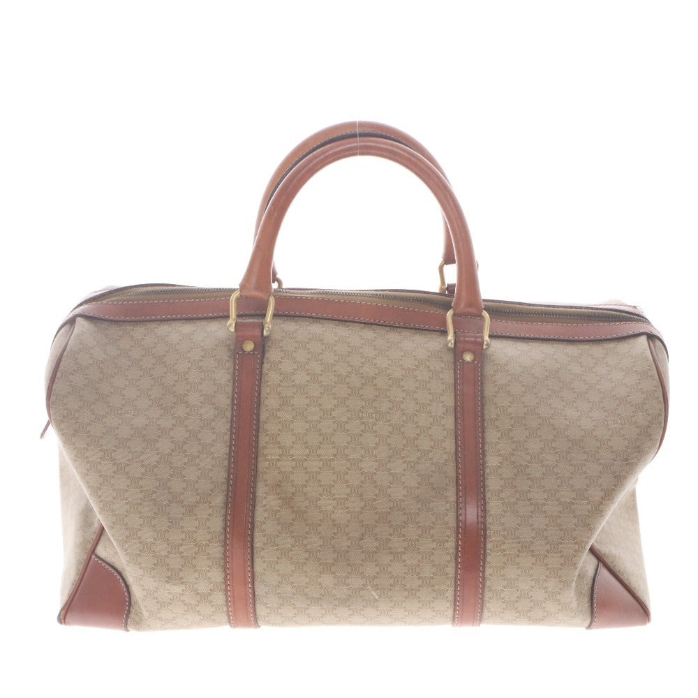 ■ Celine Boston Bag Handbag M09 Old Macadam Leather PVC Vintage Travel Men's Ladies Brown Beige - Imperfect
