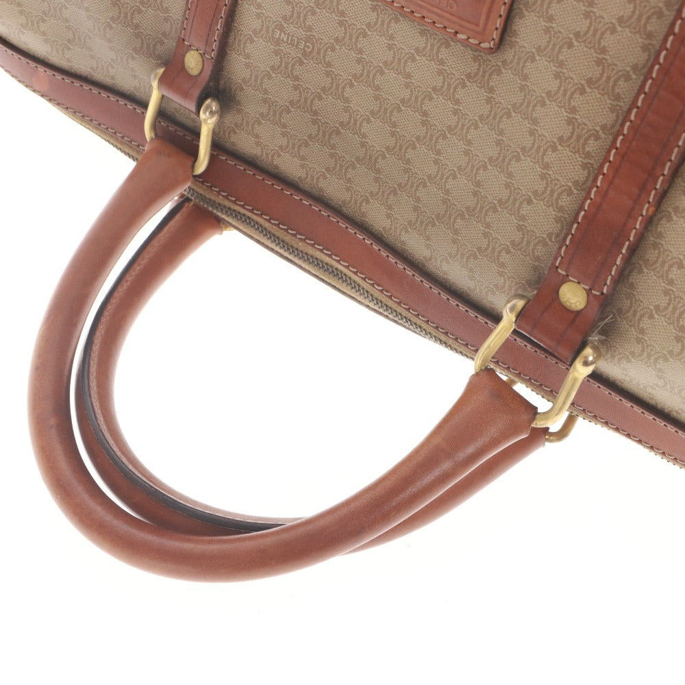 ■ Celine Boston Bag Handbag M09 Old Macadam Leather PVC Vintage Travel Men's Ladies Brown Beige - Imperfect