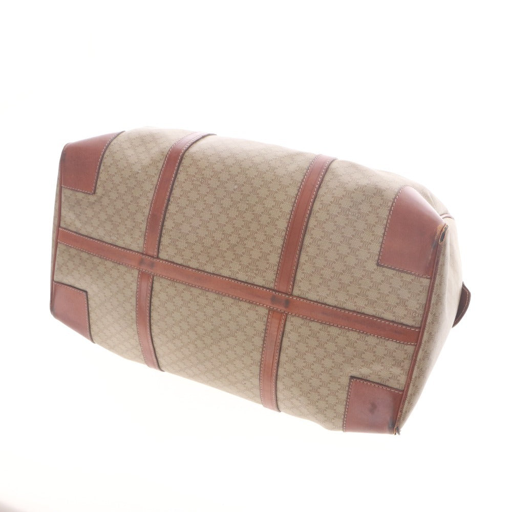 ■ Celine Boston Bag Handbag M09 Old Macadam Leather PVC Vintage Travel Men's Ladies Brown Beige - Imperfect