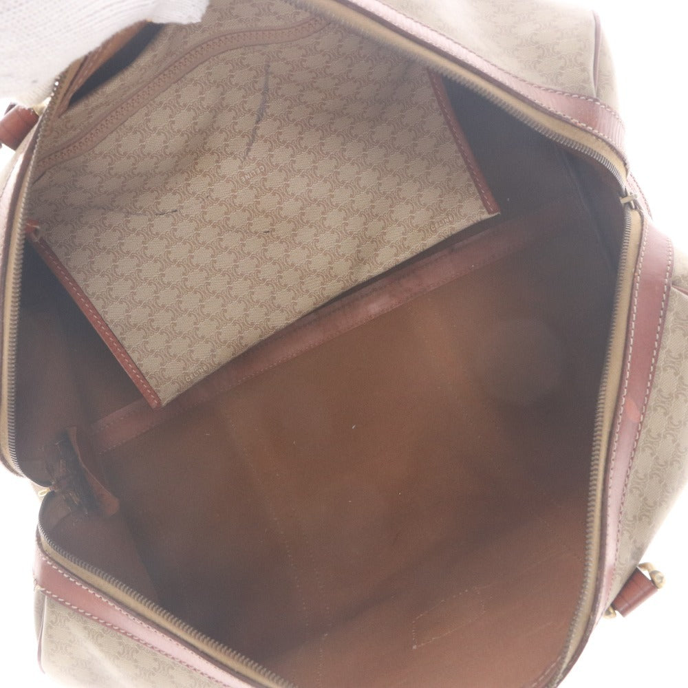 ■ Celine Boston Bag Handbag M09 Old Macadam Leather PVC Vintage Travel Men's Ladies Brown Beige - Imperfect