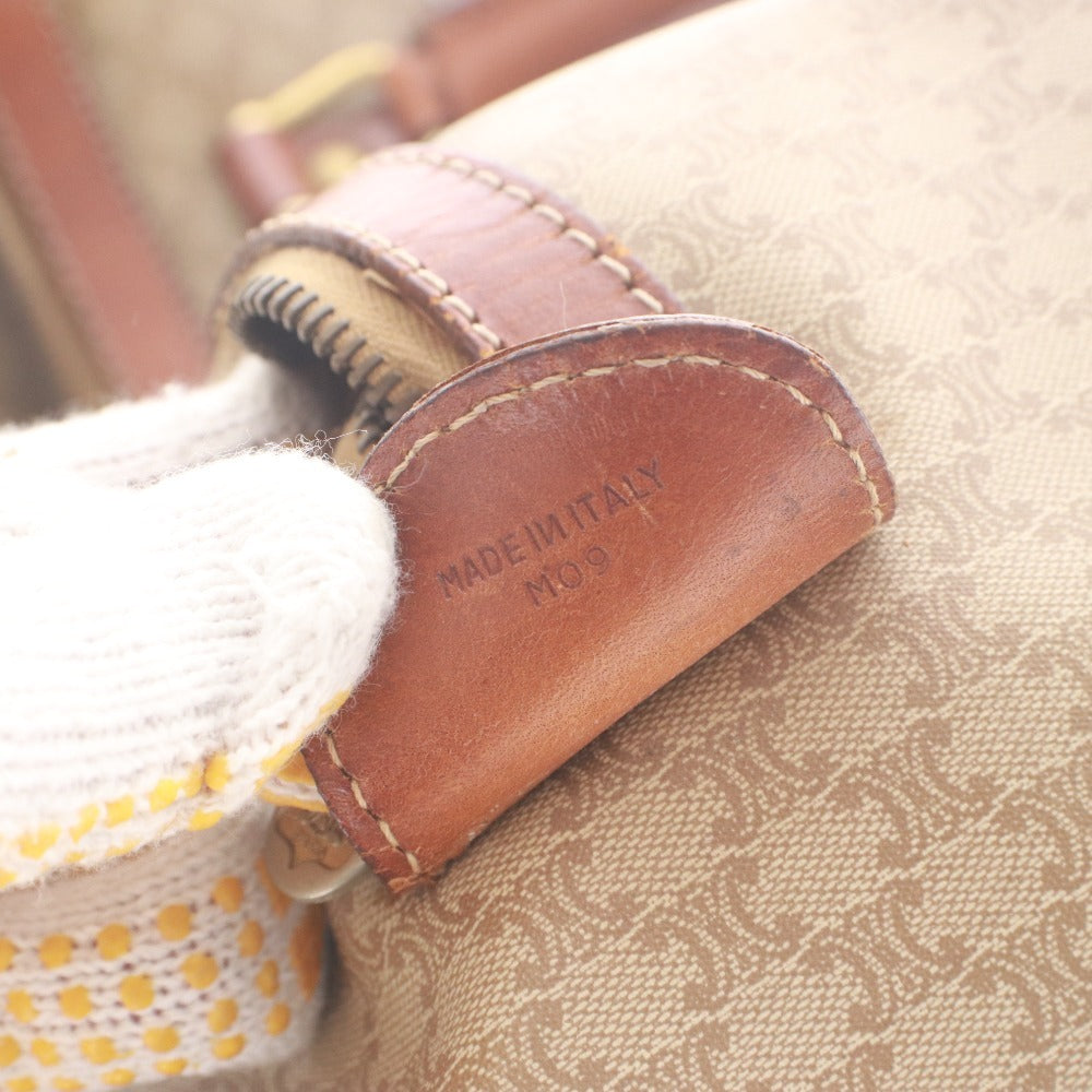 ■ Celine Boston Bag Handbag M09 Old Macadam Leather PVC Vintage Travel Men's Ladies Brown Beige - Imperfect