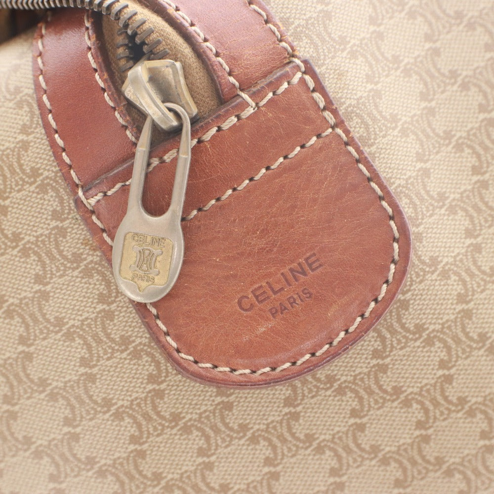 ■ Celine Boston Bag Handbag M09 Old Macadam Leather PVC Vintage Travel Men's Ladies Brown Beige - Imperfect