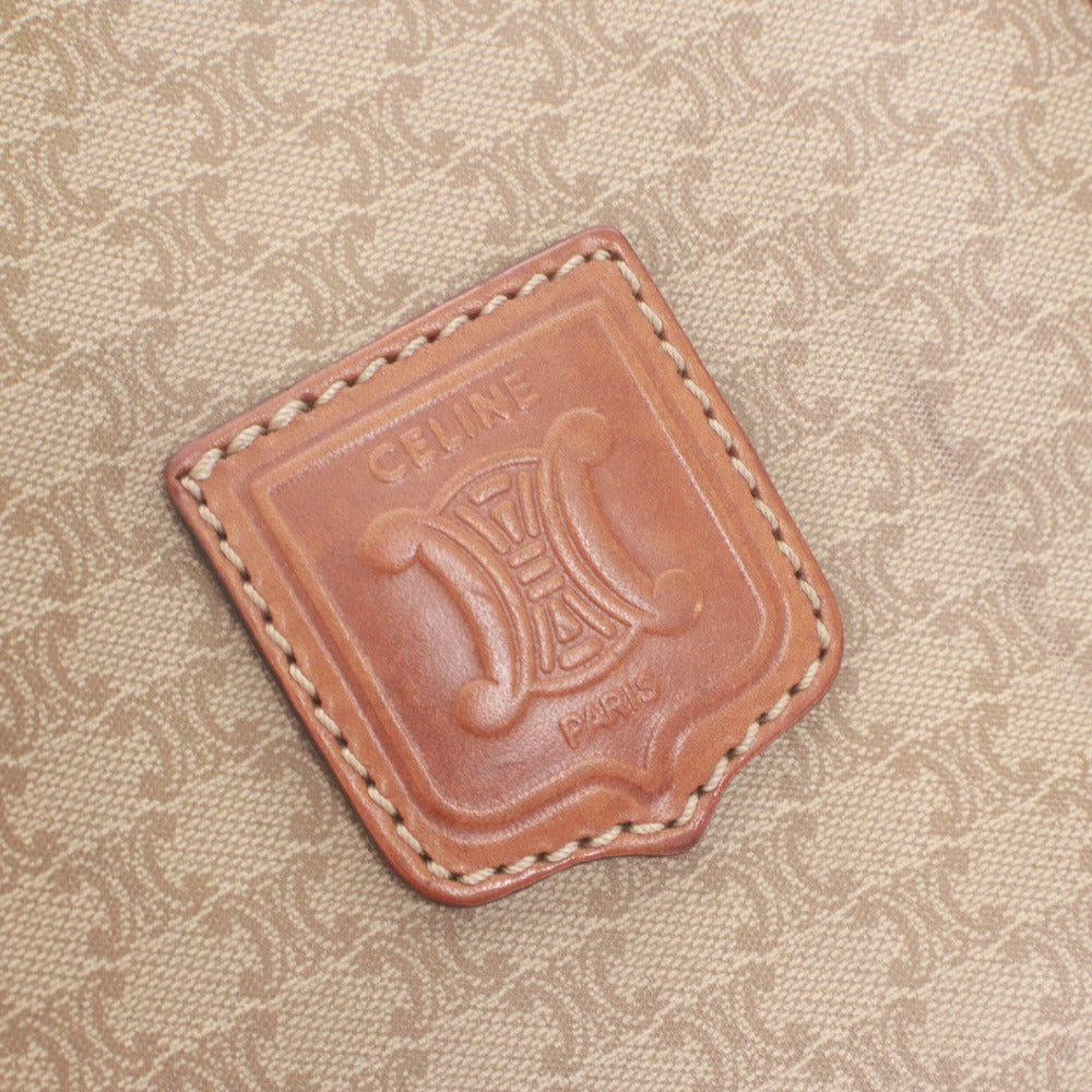 ■ Celine Boston Bag Handbag M09 Old Macadam Leather PVC Vintage Travel Men's Ladies Brown Beige - Imperfect