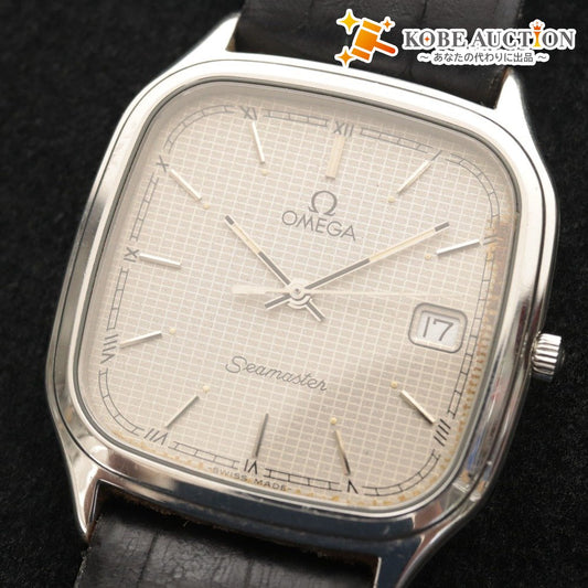 ■ OMEGA オメガ 腕時計 Seamaster シーマスター スクエア型 スイス製 文字盤 シルバー クオーツ メンズ レディース 動作未確認