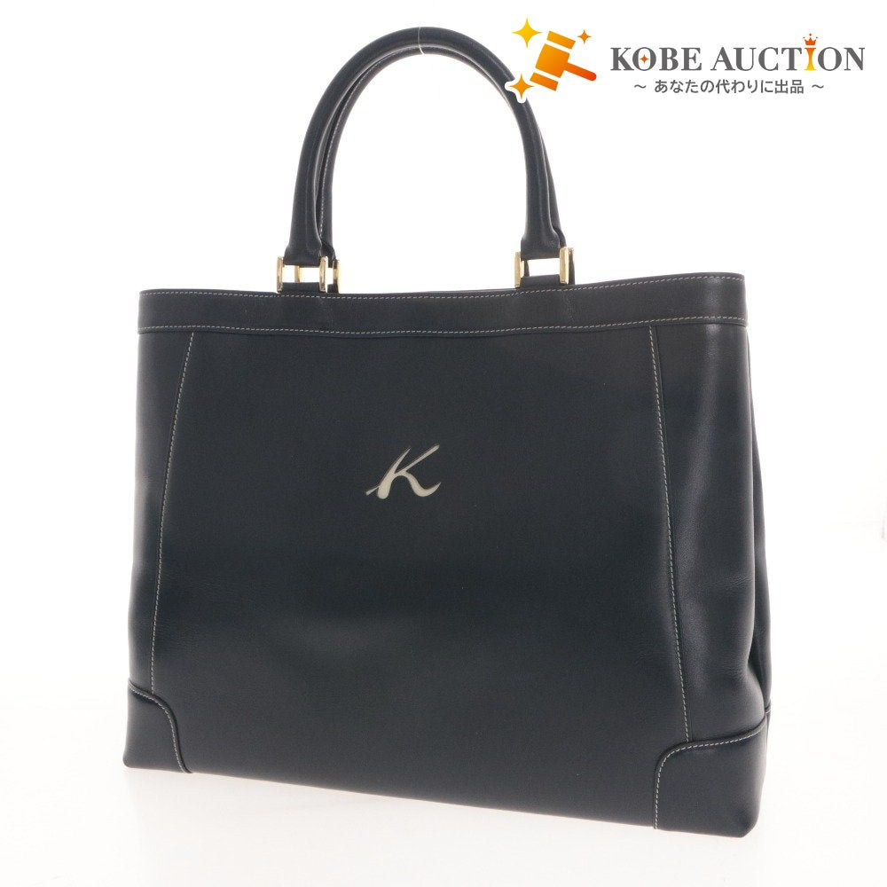 ■ キタムラ Kitamura ハンドバッグ ショルダー 鞄 2way トート ビジネス 革 レザー メンズ レディース ネイビー 箱付き 未使用(傷有)