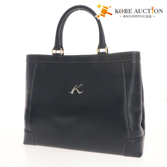 ■ キタムラ Kitamura ハンドバッグ ショルダー 鞄 2way トート ビジネス 革 レザー メンズ レディース ネイビー 箱付き 未使用(傷有)